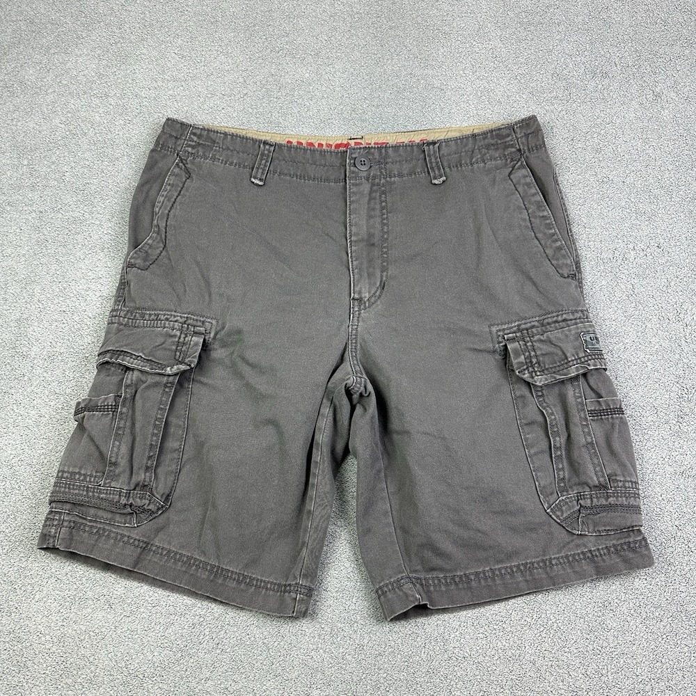 Union Bay Cargo Shorts Mens Fits 37 Gray Faded Grunge Skater Y2K 10" Inseam READ